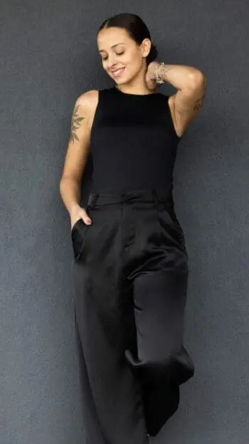 High-Waist Satin Pants