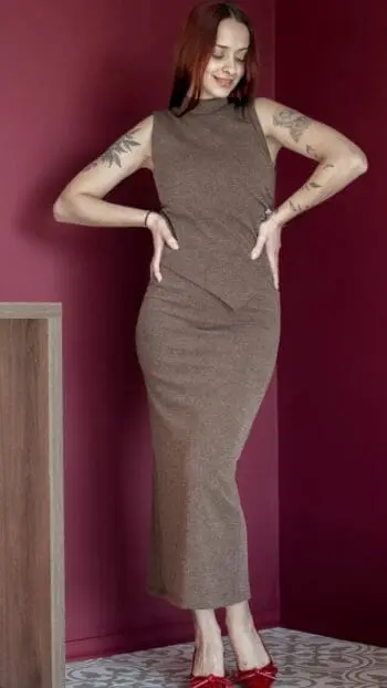 KNIT SLIT SKIRT