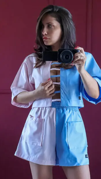 COLORBLOCK CROPPED SHIRT