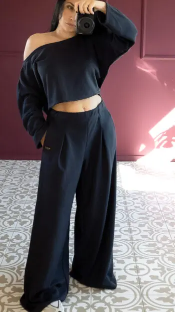 WIDE LEG COTTON SWEATPANTS