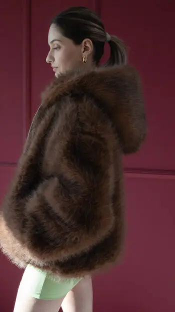 NOIR COCOA FAUX FUR JACKET