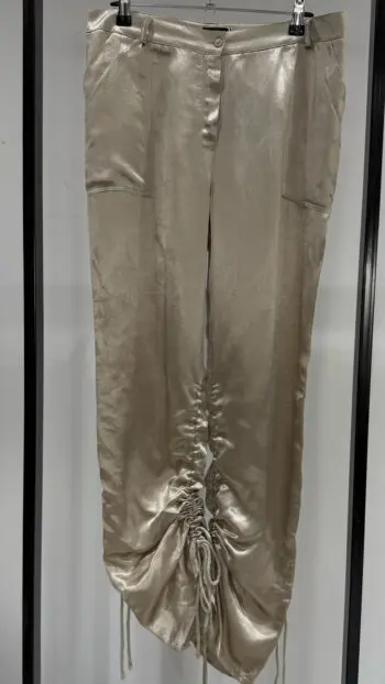 Champagne Satin Ruched Pants