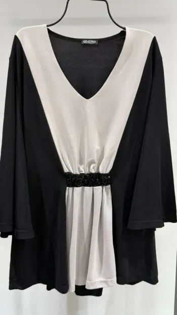 Bicolor Sequin Waist Blouse