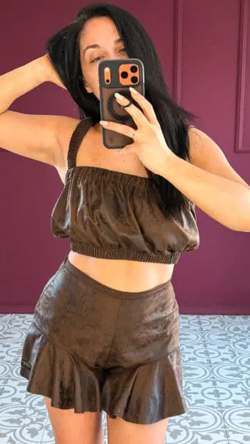 MOCHA SUEDE CROP TOP