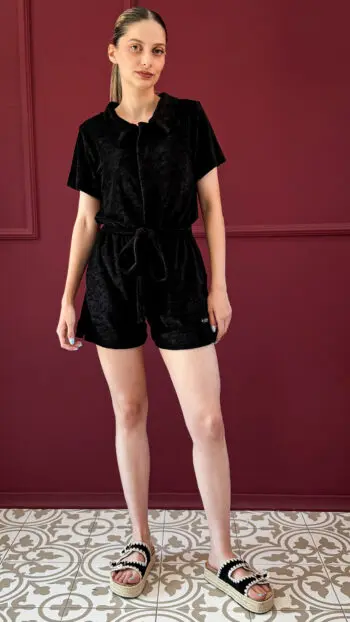 TERRY BELTED PLAYSUIT
