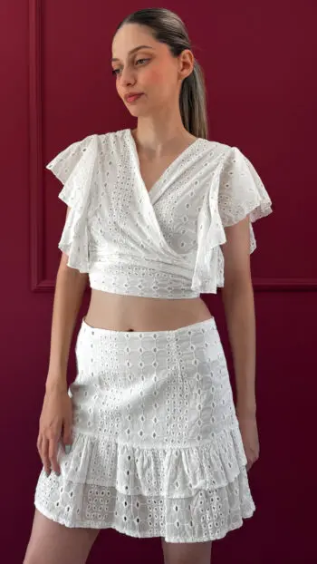 BRODERIE RUFFLE SKIRT